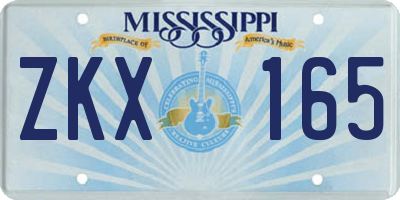 MS license plate ZKX165