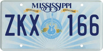 MS license plate ZKX166
