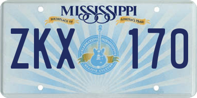 MS license plate ZKX170