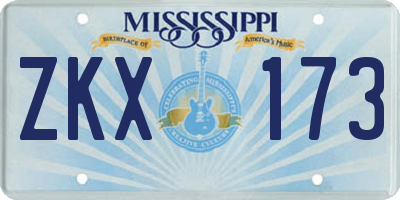 MS license plate ZKX173