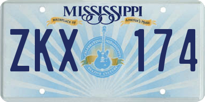 MS license plate ZKX174