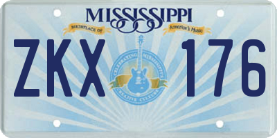 MS license plate ZKX176