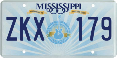 MS license plate ZKX179