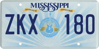 MS license plate ZKX180