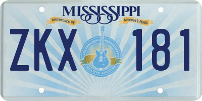 MS license plate ZKX181