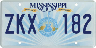 MS license plate ZKX182