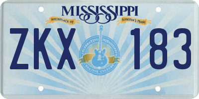 MS license plate ZKX183