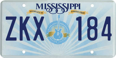 MS license plate ZKX184