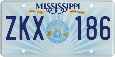 MS license plate ZKX186