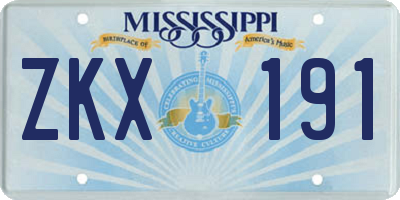 MS license plate ZKX191