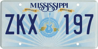 MS license plate ZKX197