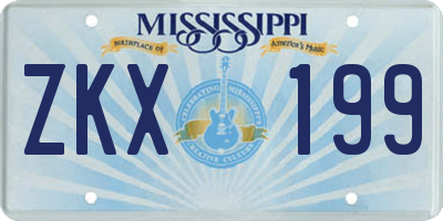 MS license plate ZKX199