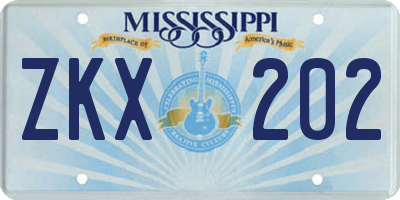 MS license plate ZKX202