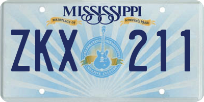 MS license plate ZKX211