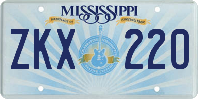 MS license plate ZKX220