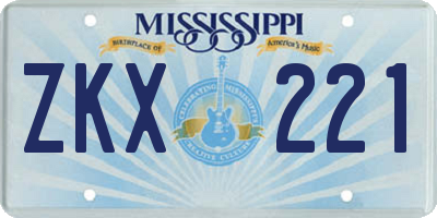 MS license plate ZKX221