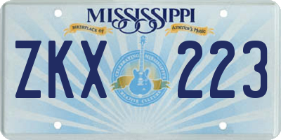 MS license plate ZKX223