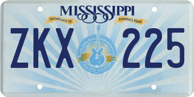 MS license plate ZKX225