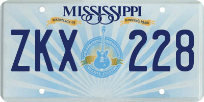 MS license plate ZKX228
