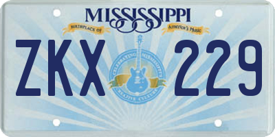 MS license plate ZKX229