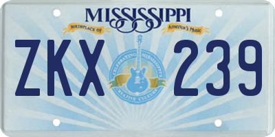 MS license plate ZKX239