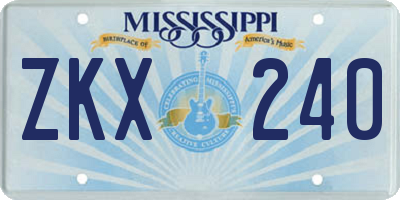 MS license plate ZKX240