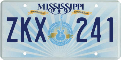 MS license plate ZKX241