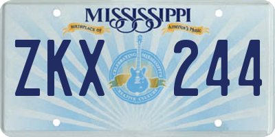 MS license plate ZKX244