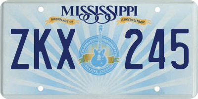 MS license plate ZKX245