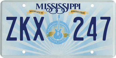 MS license plate ZKX247