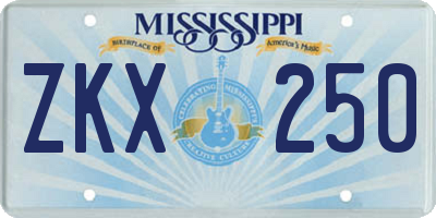 MS license plate ZKX250