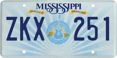 MS license plate ZKX251