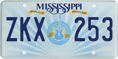 MS license plate ZKX253