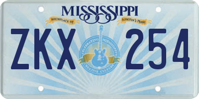 MS license plate ZKX254