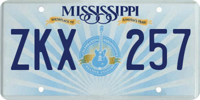 MS license plate ZKX257