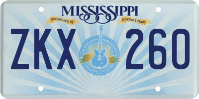 MS license plate ZKX260