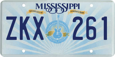 MS license plate ZKX261