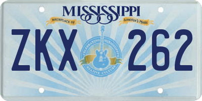 MS license plate ZKX262