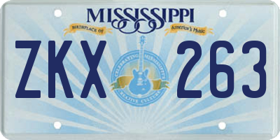 MS license plate ZKX263