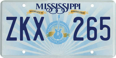 MS license plate ZKX265