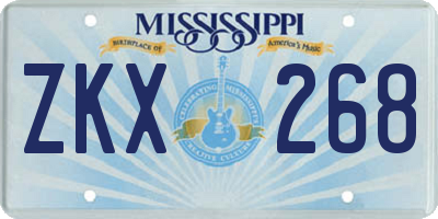 MS license plate ZKX268