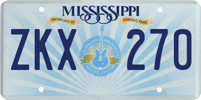 MS license plate ZKX270
