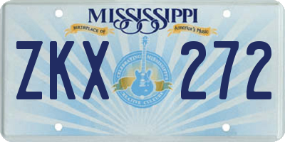 MS license plate ZKX272