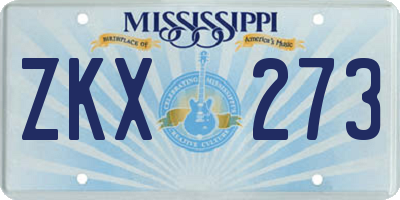 MS license plate ZKX273