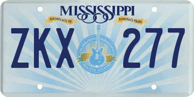 MS license plate ZKX277