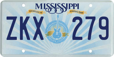 MS license plate ZKX279