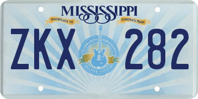 MS license plate ZKX282