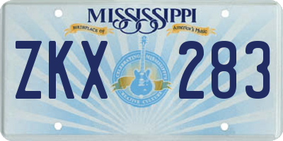 MS license plate ZKX283