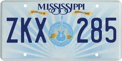 MS license plate ZKX285