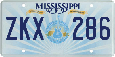MS license plate ZKX286